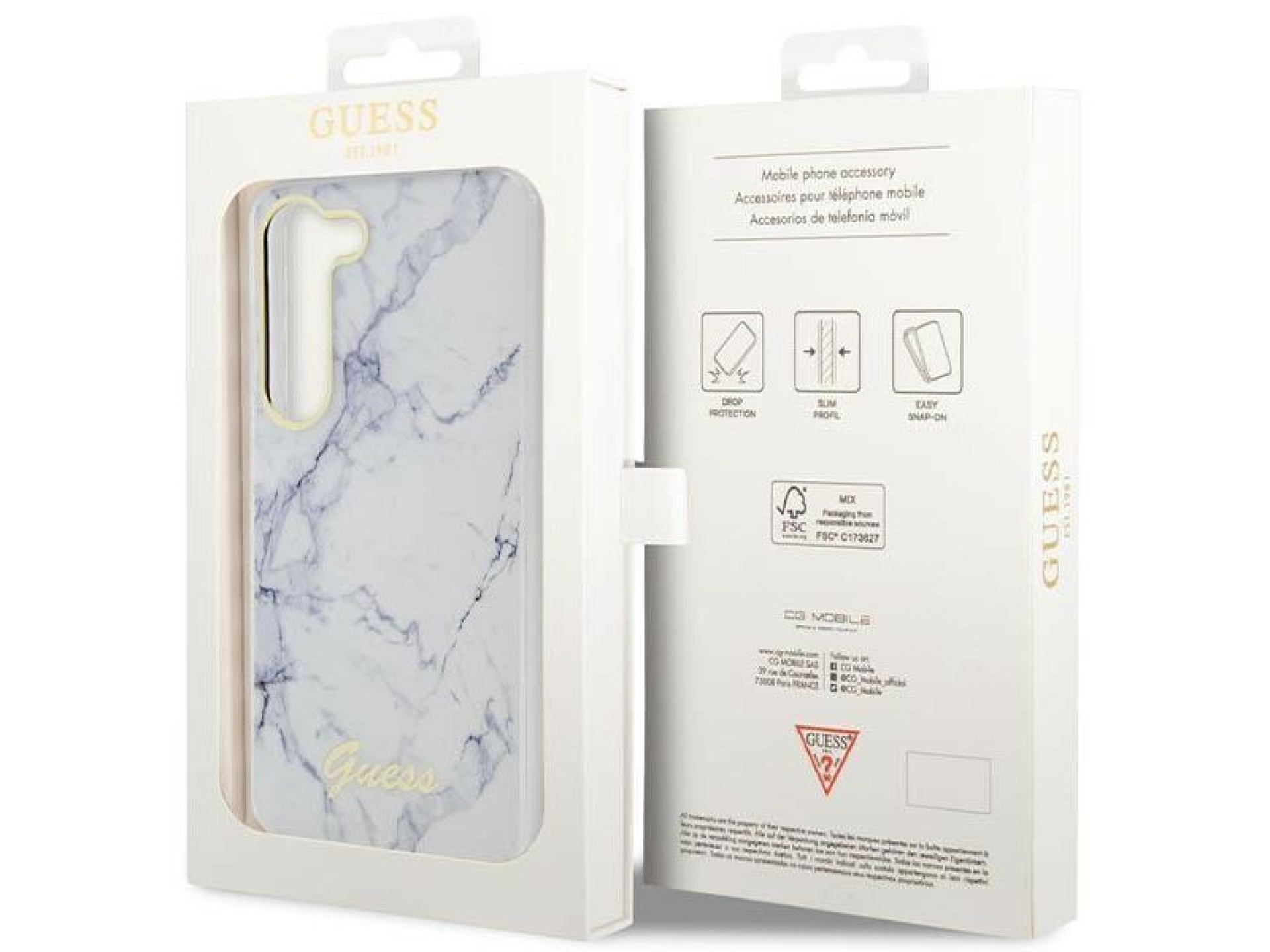 Guess GUHCS23MPCUMAH S23+ S916 capa rígida branca/branca Marble