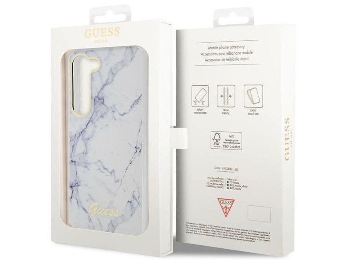 Guess GUHCS23MPCUMAH S23+ S916 capa rígida branca/branca Marble