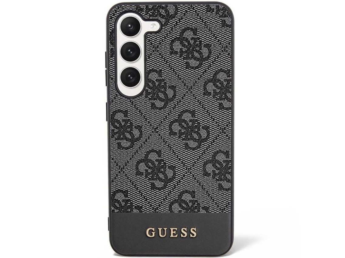 Guess GUHCS23SG4GLGR S23 S911 capa rígida preta/preta 4G Coleção Listrada