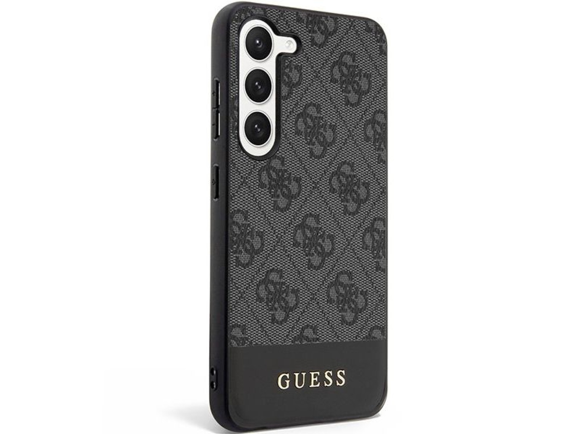 Guess GUHCS23SG4GLGR S23 S911 capa rígida preta/preta 4G Coleção Listrada