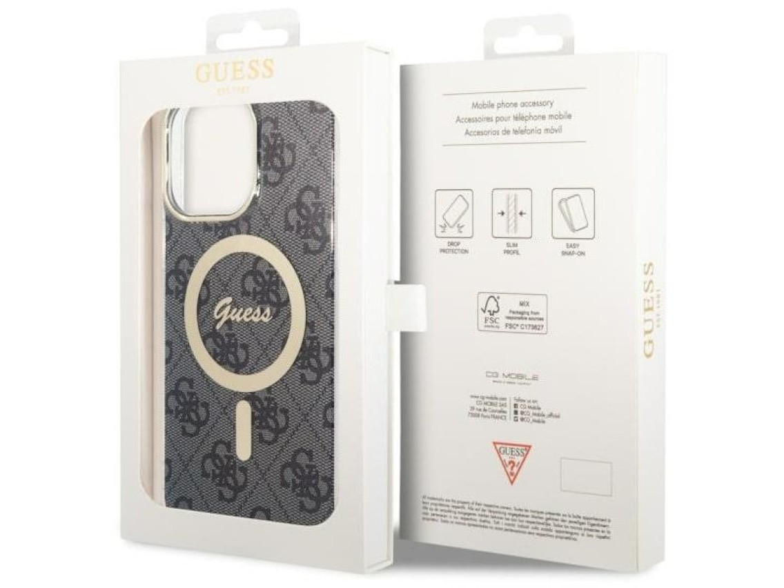 Capa Guess 4G MagSafe para iPhone 14 Pro Max - preta
