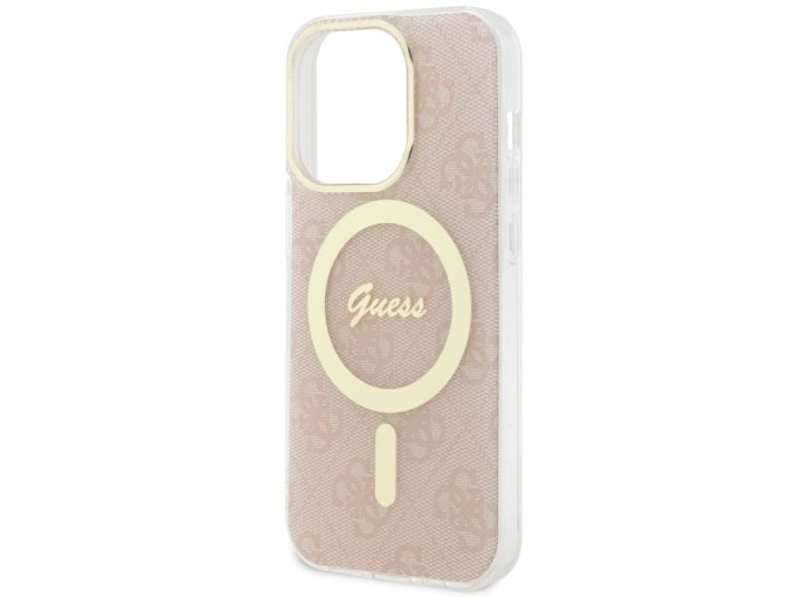 Funda rígida Guess GUHMP14LH4STP para iPhone 14 Pro de 6,1" rosa/rosa, 4G MagSafe
