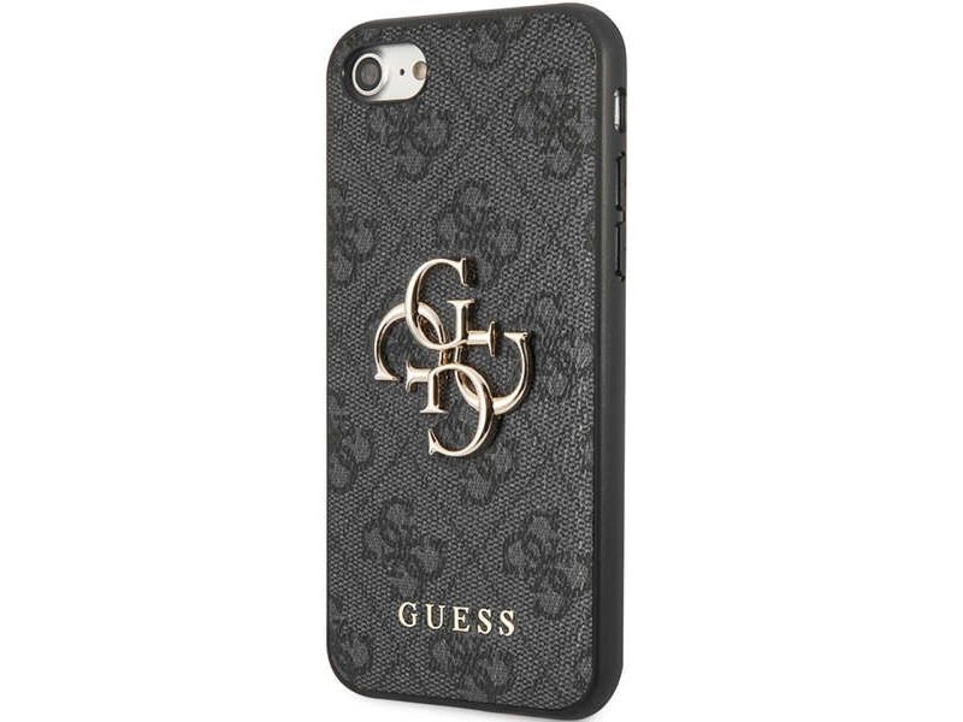 Capa rígida cinza/cinza Guess GUHCI84GMGGR para iPhone 7/8/SE 2020/2022 com logo grande em metal.