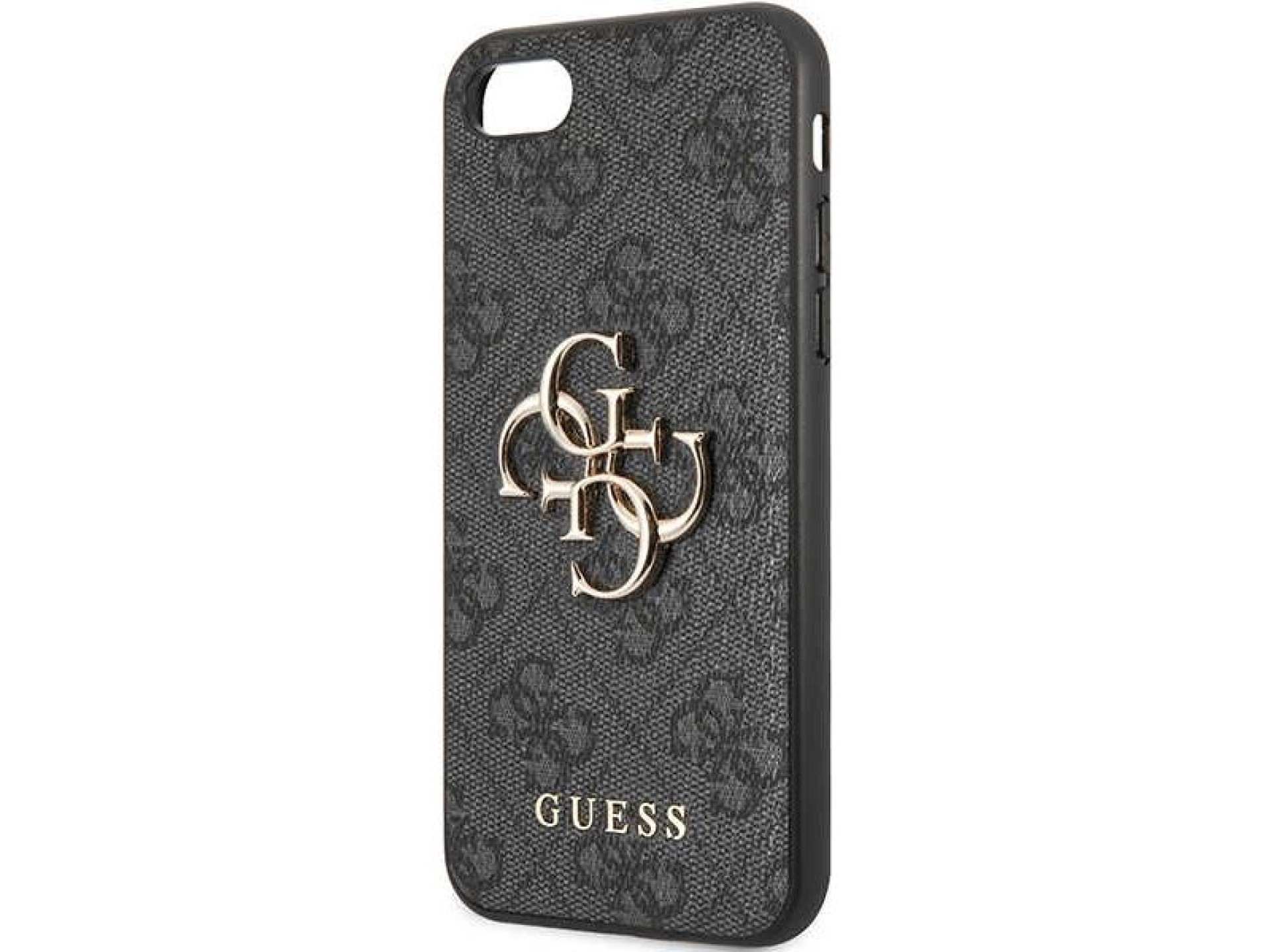 Capa rígida cinza/cinza Guess GUHCI84GMGGR para iPhone 7/8/SE 2020/2022 com logo grande em metal.