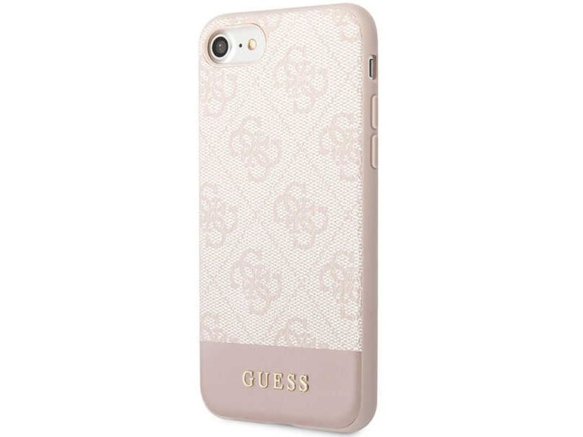 Capa rígida rosa/rosa Guess GUHCI8G4GLPI para iPhone 7/8/SE 2020/2022, coleção 4G Stripe.