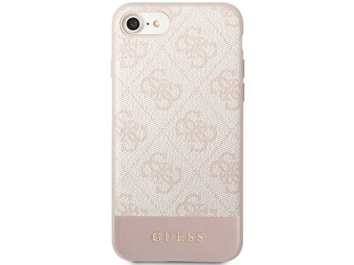 Capa rígida rosa/rosa Guess GUHCI8G4GLPI para iPhone 7/8/SE 2020/2022, coleção 4G Stripe.
