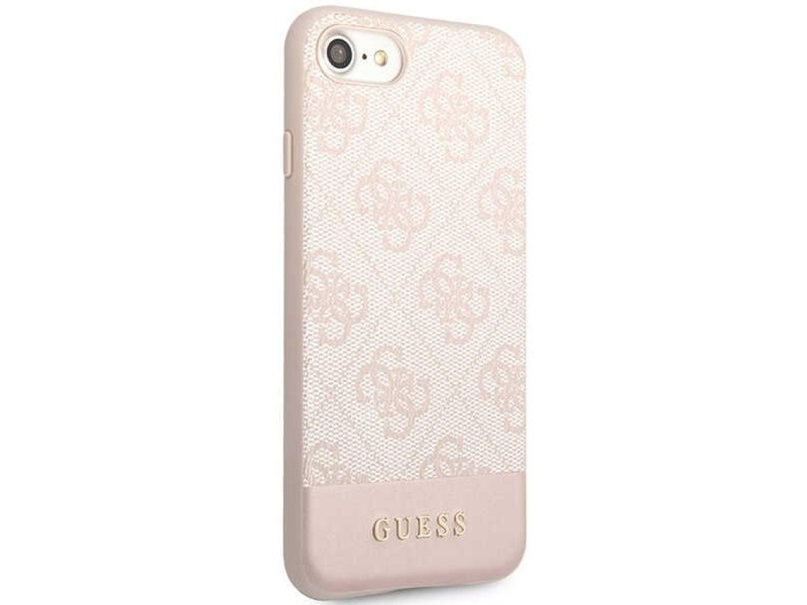 Capa rígida rosa/rosa Guess GUHCI8G4GLPI para iPhone 7/8/SE 2020/2022, coleção 4G Stripe.