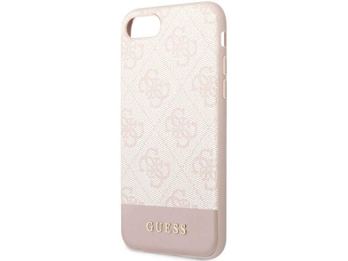 Capa rígida rosa/rosa Guess GUHCI8G4GLPI para iPhone 7/8/SE 2020/2022, coleção 4G Stripe.