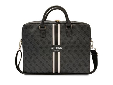 Mochila Guess 4G com estampa de listras para laptop de 16" - preta