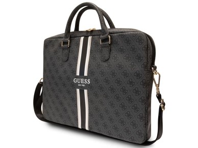 Mochila Guess 4G com estampa de listras para laptop de 16" - preta