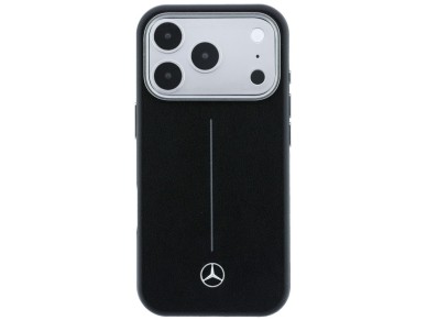 Mercedes Leather Semi Wrap Iconic Line MagSafe Case for iPhone 17 Pro Max - Black Mercedes Leather Semi Wrap Iconic Line MagSafe Case for iPhone 17 Pro Max - Black