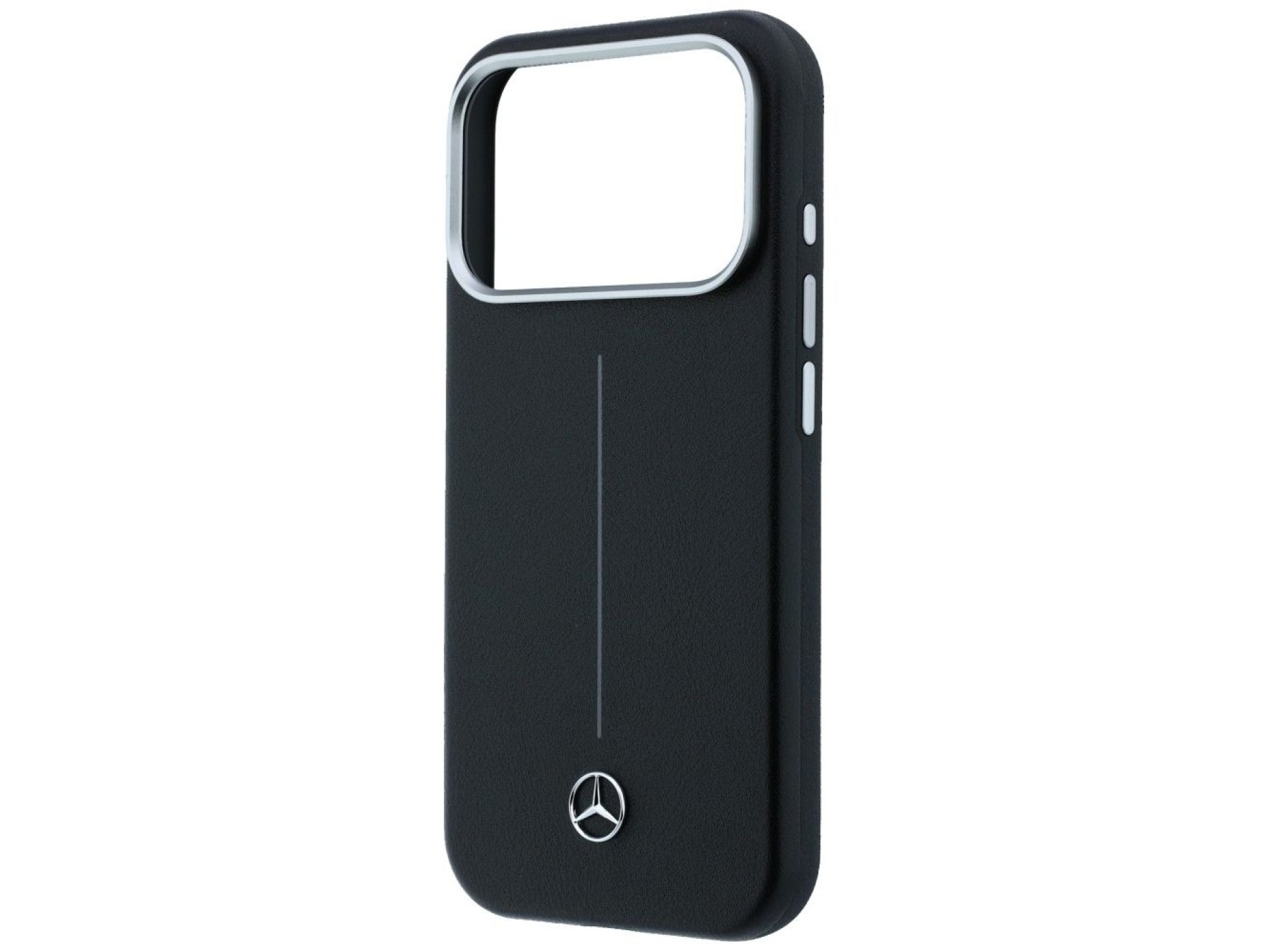 Capa Mercedes em couro semi-envolvente Iconic Line MagSafe para iPhone 17 Pro - Preta