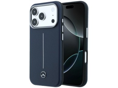 Mercedes Leather Semi Wrap Iconic Line MagSafe Case for iPhone 17 Pro - Navy Blue Mercedes Leather Semi Wrap Iconic Line MagSafe Case for iPhone 17 Pro - Navy Blue