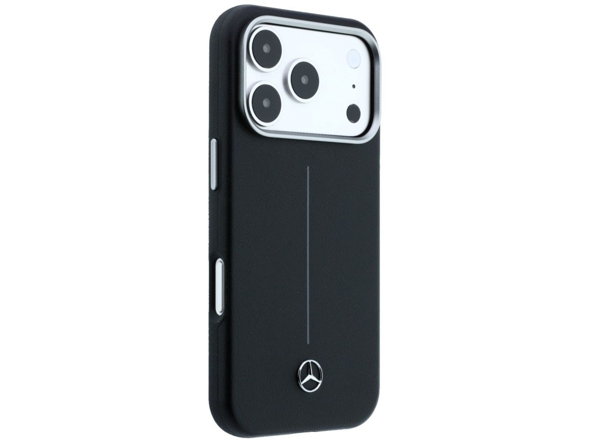 Funda semi envolvente de cuero Mercedes Iconic Line MagSafe para iPhone 17 Pro Max - Negra