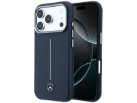 Mercedes Leather Semi Wrap Iconic Line MagSafe Case for iPhone 17 Pro Max - Navy Blue Mercedes Leather Semi Wrap Iconic Line MagSafe Case for iPhone 17 Pro Max - Navy Blue