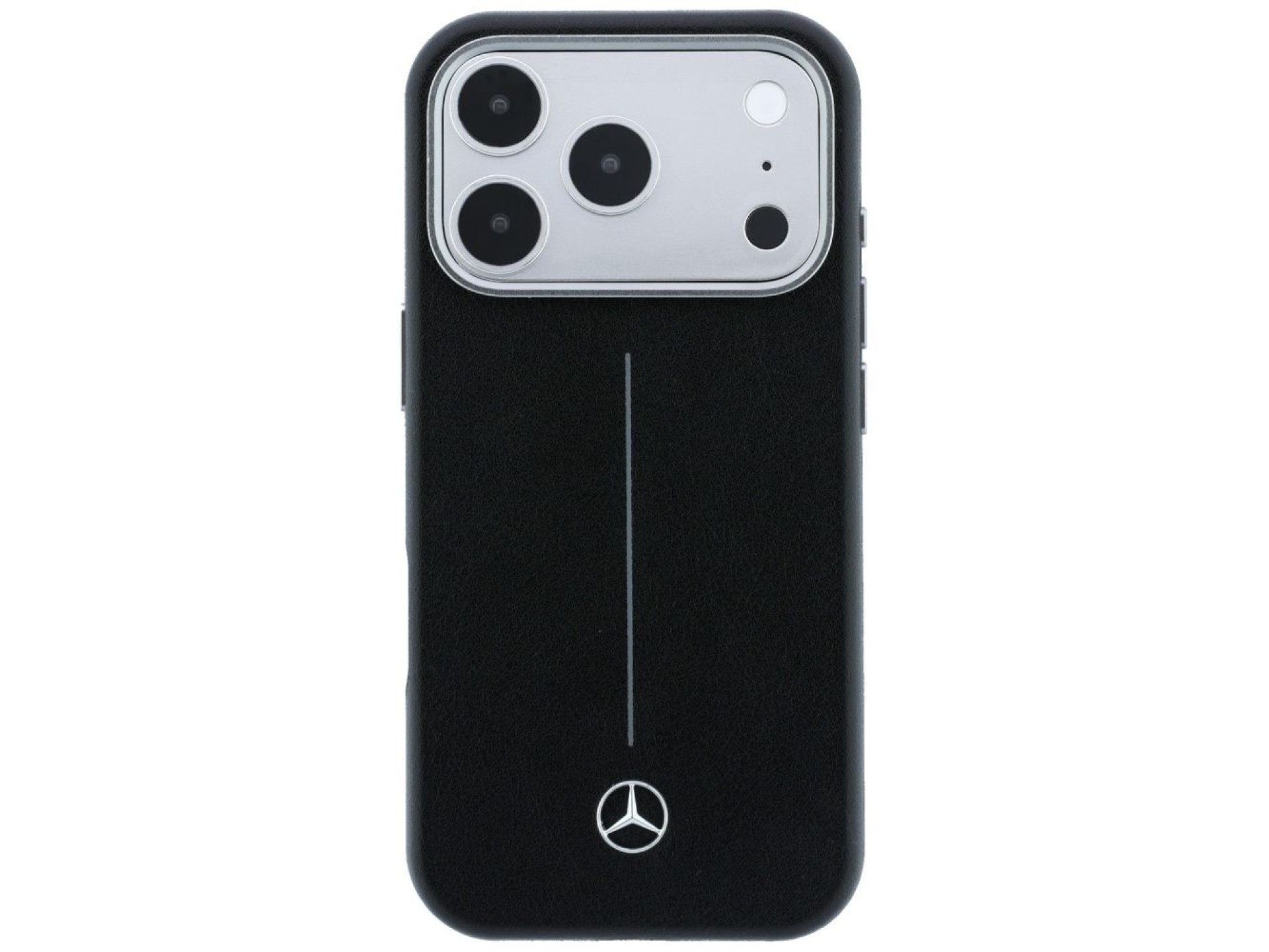 Capa Mercedes em couro semi-envolvente Iconic Line MagSafe para iPhone 17 Pro - Preta