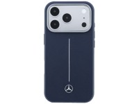 Mercedes Leather Semi Wrap Iconic Line MagSafe Case for iPhone 17 Pro - Navy Blue Mercedes Leather Semi Wrap Iconic Line MagSafe Case for iPhone 17 Pro - Navy Blue