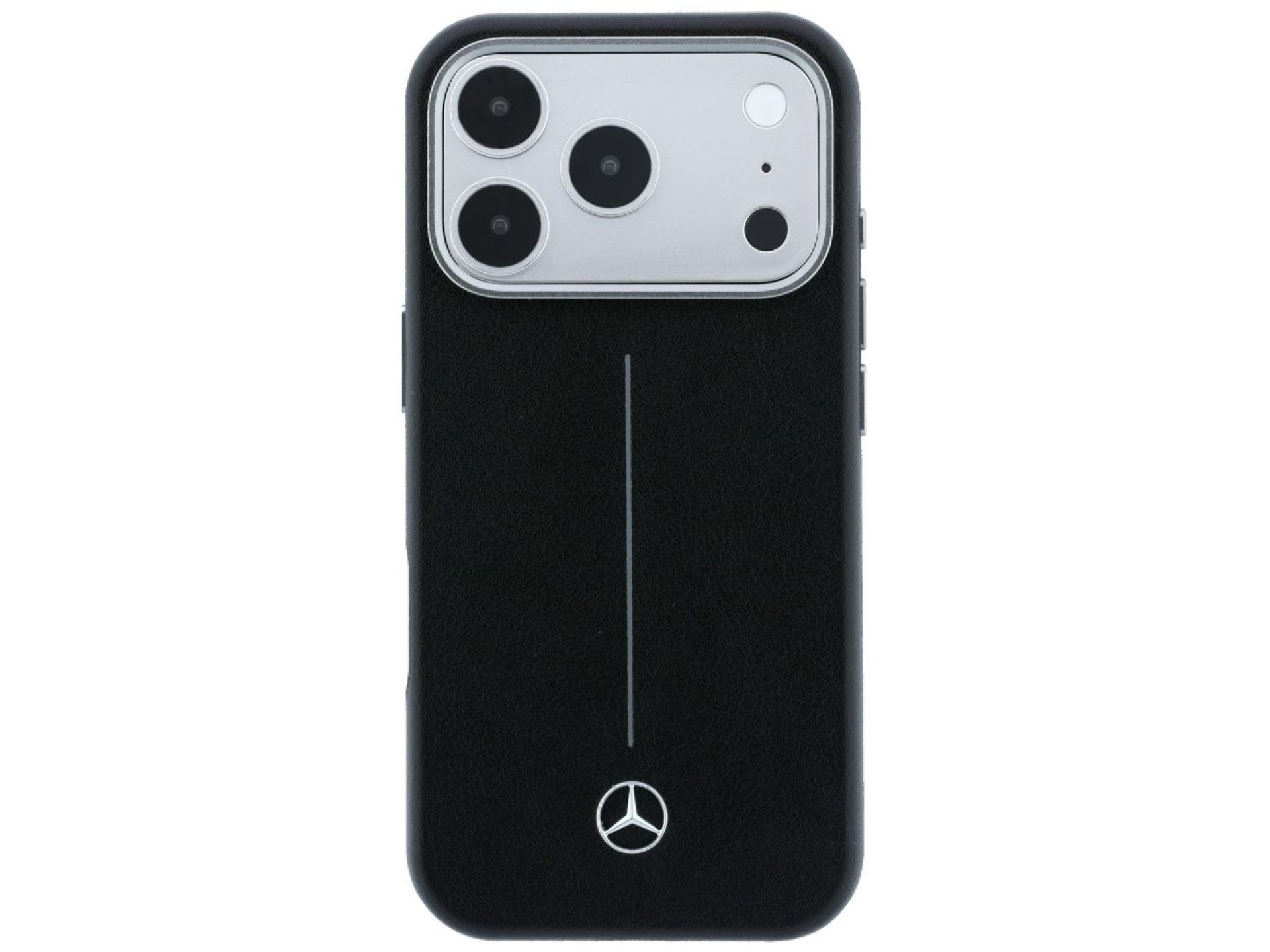 Funda semi envolvente de cuero Mercedes Iconic Line MagSafe para iPhone 17 Pro Max - Negra