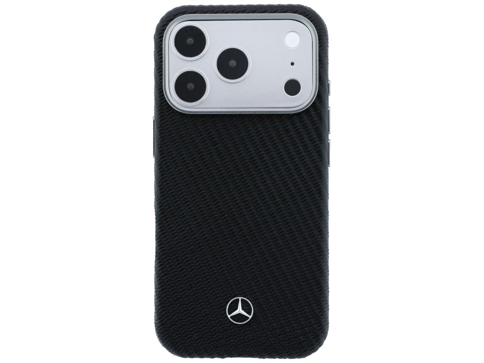 Mercedes Leather Semi Wrap Wood Effect MagSafe Case for iPhone 17 Pro - Black
