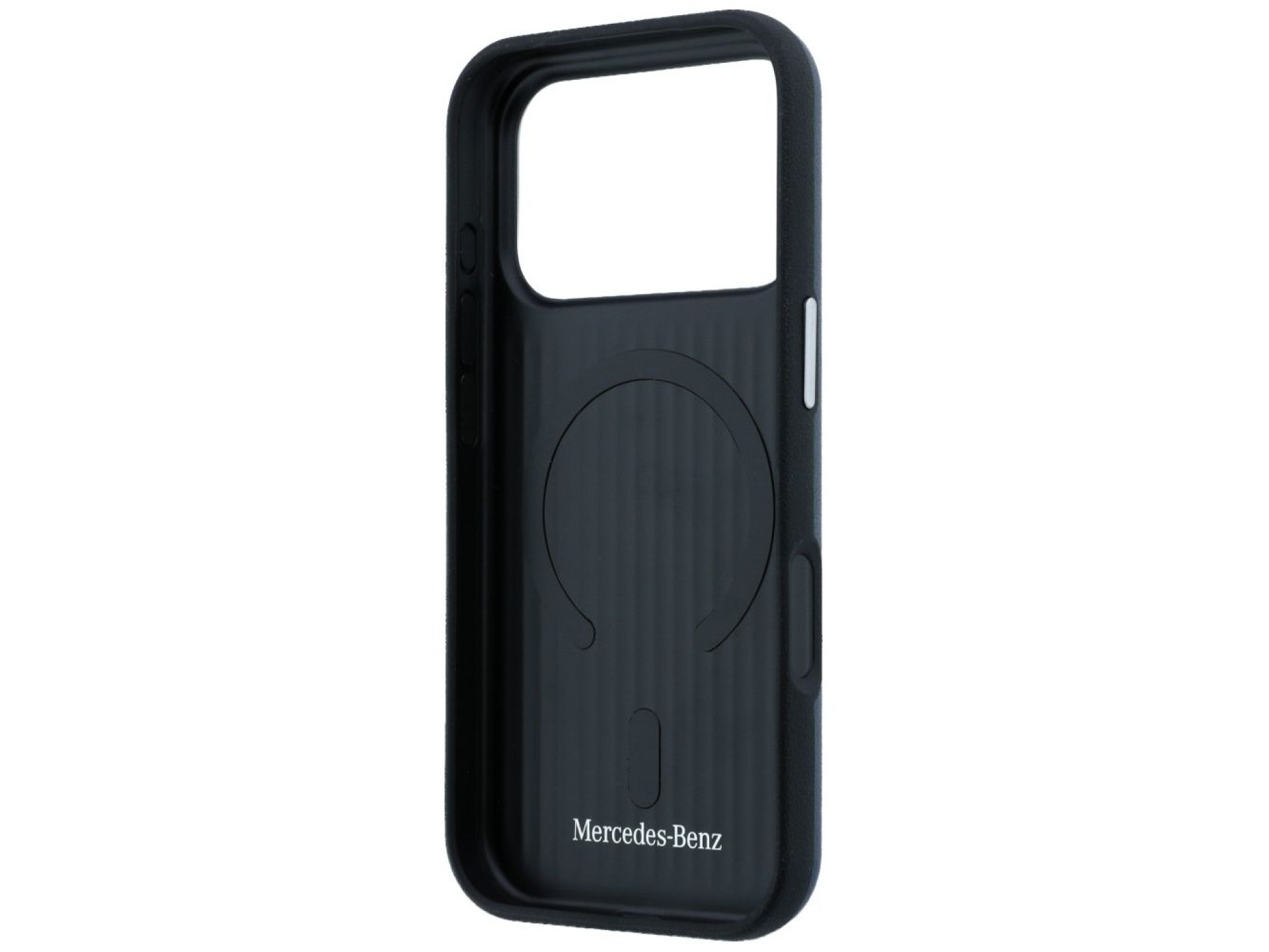 Mercedes Leather Semi Wrap Iconic Line MagSafe Case for iPhone 17 Pro Max - Navy Blue