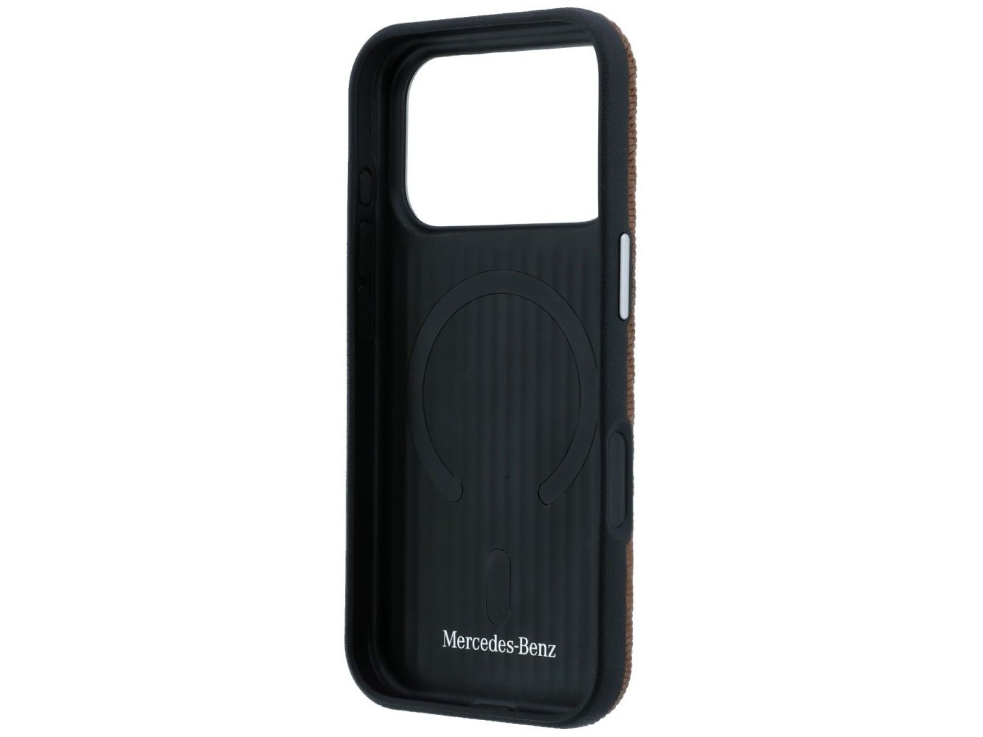 Funda Mercedes de piel semitransparente con efecto madera y MagSafe para iPhone 17 Pro - marrón