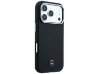 Mercedes Leather Semi Wrap Wood Effect MagSafe Case for iPhone 17 Pro - Black Mercedes Leather Semi Wrap Wood Effect MagSafe Case for iPhone 17 Pro - Black