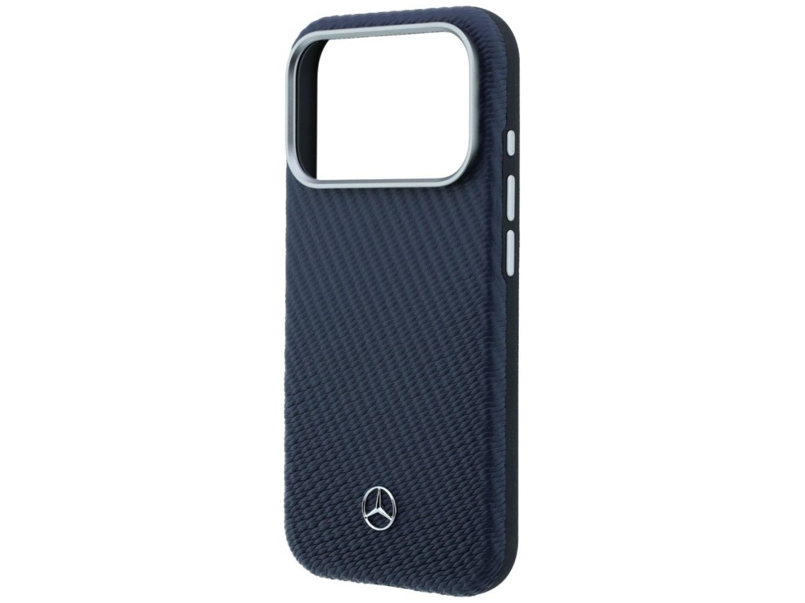 Funda semitransparente de piel Mercedes con efecto madera y MagSafe para iPhone 17 Pro Max - Azul ma
