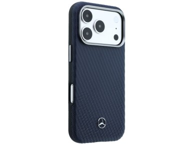 Funda semitransparente de piel Mercedes con efecto madera y MagSafe para iPhone 17 Pro Max - Azul ma