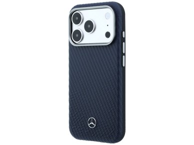 Funda semitransparente de piel Mercedes con efecto madera y MagSafe para iPhone 17 Pro Max - Azul ma