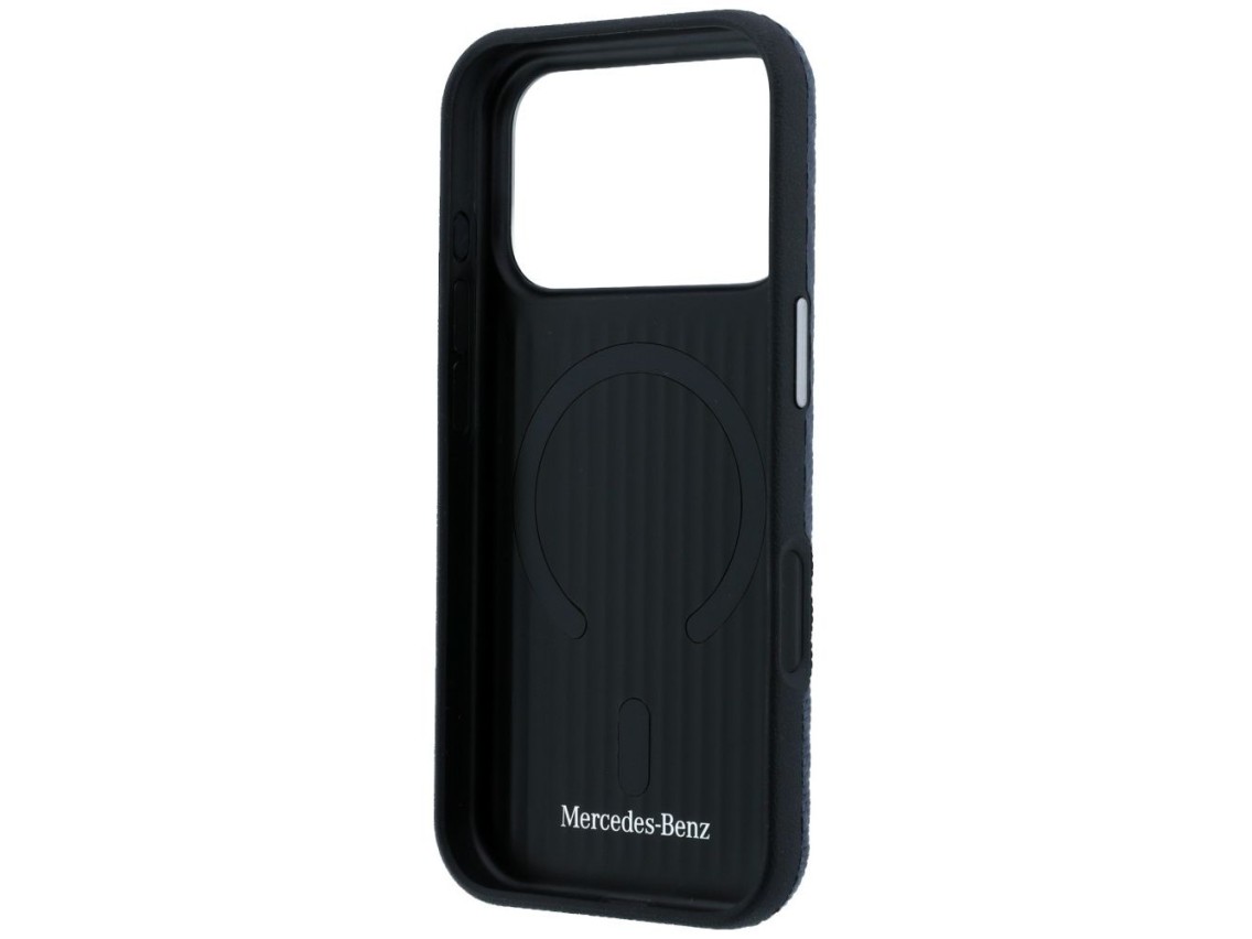Funda semitransparente de piel Mercedes con efecto madera y MagSafe para iPhone 17 Pro Max - Azul ma