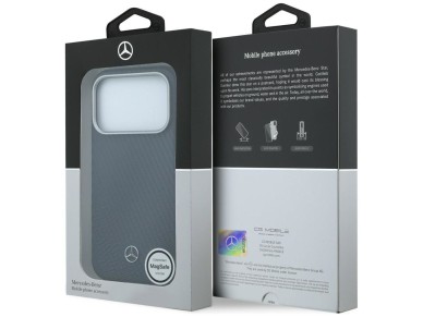 Funda semitransparente de piel Mercedes con efecto madera y MagSafe para iPhone 17 Pro Max - Azul ma