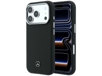 Mercedes Leather Semi Wrap Wood Effect MagSafe Case for iPhone 17 Pro Max - Black