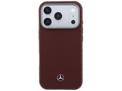 Mercedes Leather Semi Wrap Wood Effect MagSafe Case for iPhone 17 Pro Max - Red Mercedes Leather Semi Wrap Wood Effect MagSafe Case for iPhone 17 Pro Max - Red