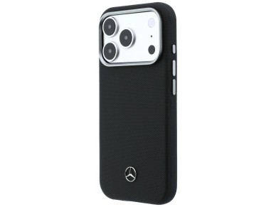Mercedes Leather Semi Wrap Wood Effect MagSafe Case for iPhone 17 Pro Max - Black