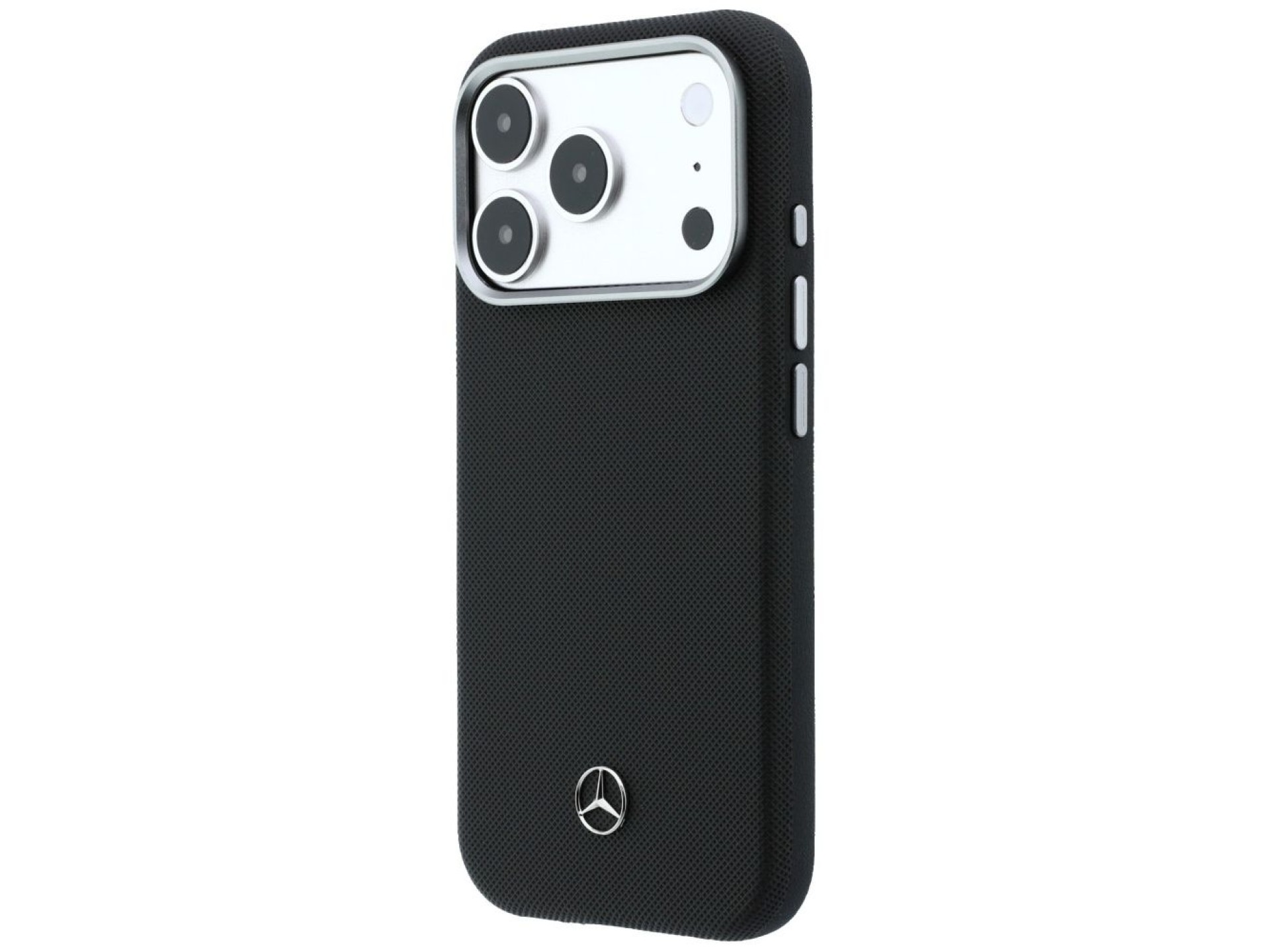 Funda Mercedes de cuero semitransparente con efecto madera y MagSafe para iPhone 17 Pro Max - Negra