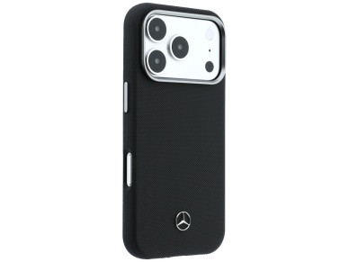 Mercedes Leather Semi Wrap Wood Effect MagSafe Case for iPhone 17 Pro Max - Black