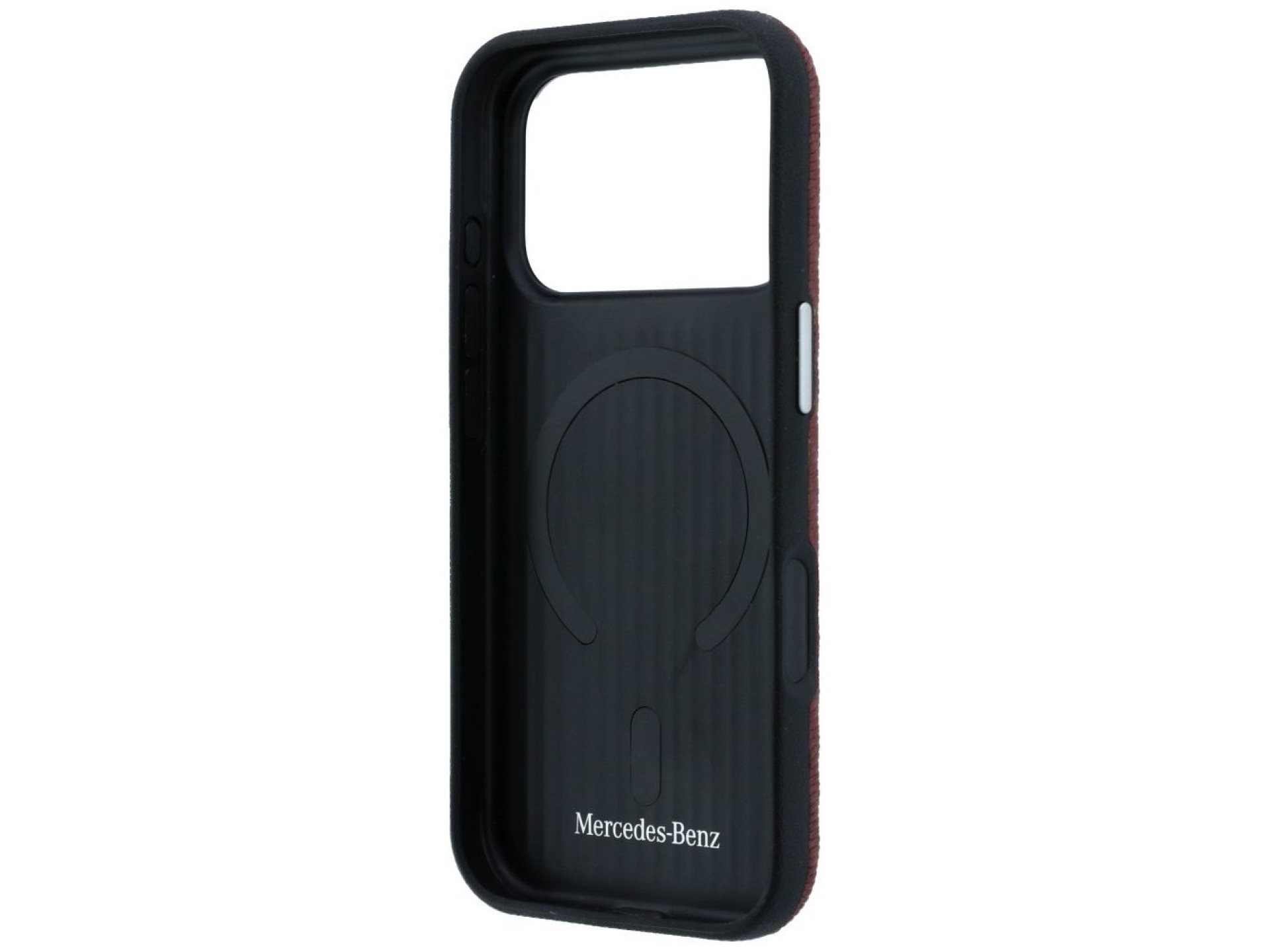 Capa Mercedes em couro com efeito madeira e MagSafe para iPhone 17 Pro Max - Vermelha