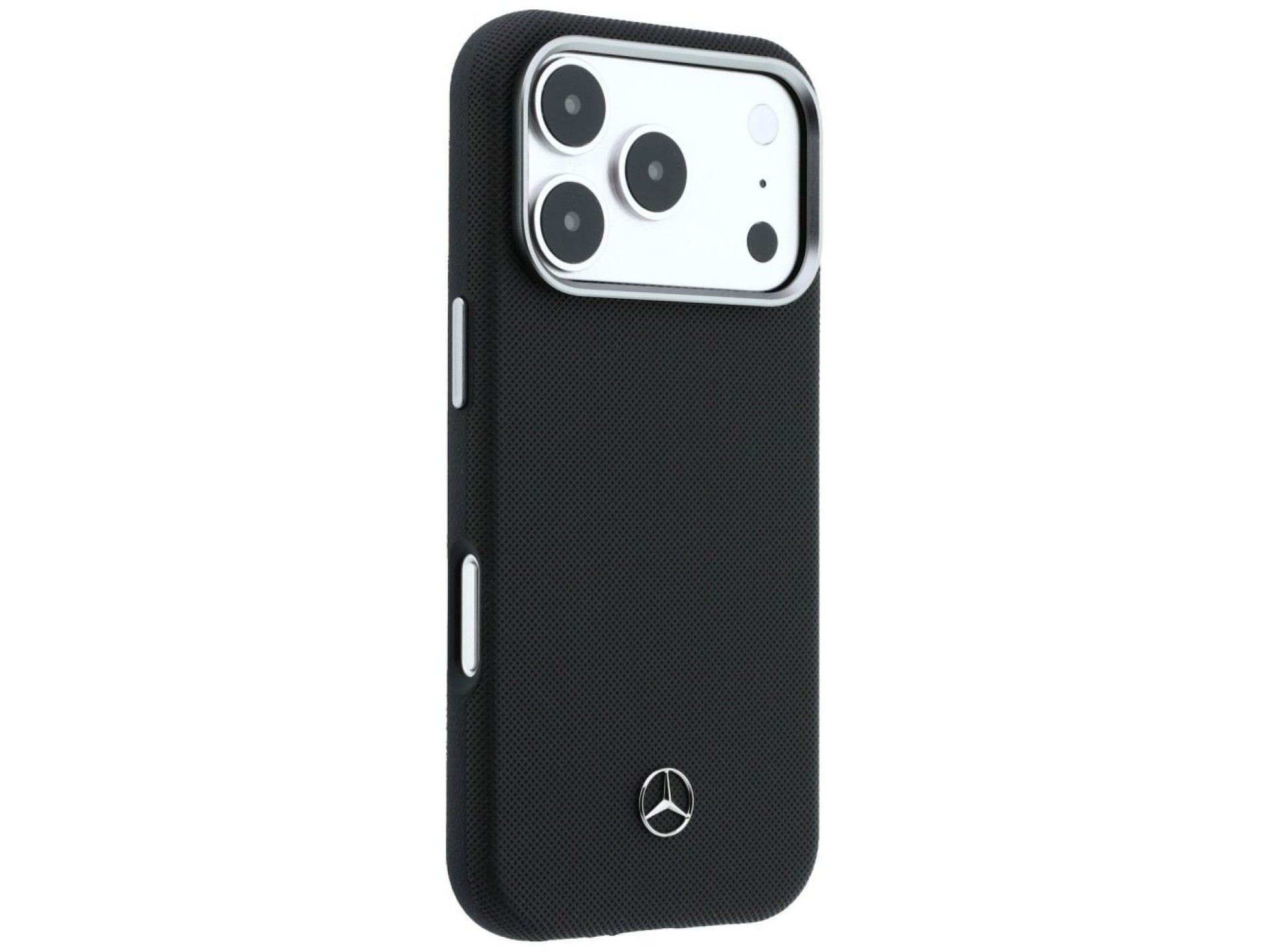 Funda Mercedes de cuero semitransparente con efecto madera y MagSafe para iPhone 17 Pro Max - Negra