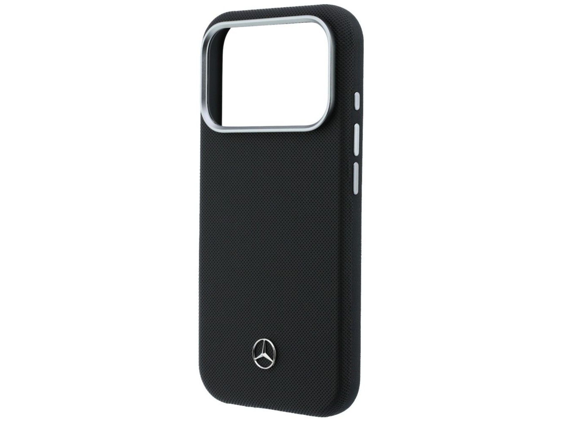 Funda Mercedes de cuero semitransparente con efecto madera y MagSafe para iPhone 17 Pro Max - Negra