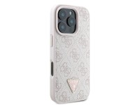 Capa Guess Leather 4G Triangle Strass MagSafe para iPhone 16 Pro Max - Rosa