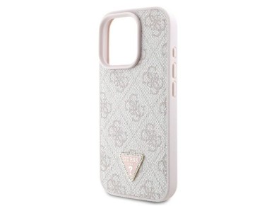 Guess Leather 4G Triangle Strass MagSafe Case for iPhone 16 Pro Max - Pink Guess Leather 4G Triangle Strass MagSafe Case for iPhone 16 Pro Max - Pink