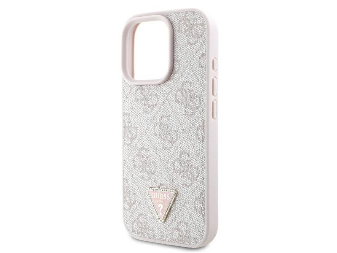 Guess Leather 4G Triangle Strass MagSafe Case for iPhone 16 Pro Max - Pink