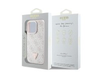 Capa Guess Leather 4G Triangle Strass MagSafe para iPhone 16 Pro Max - Rosa