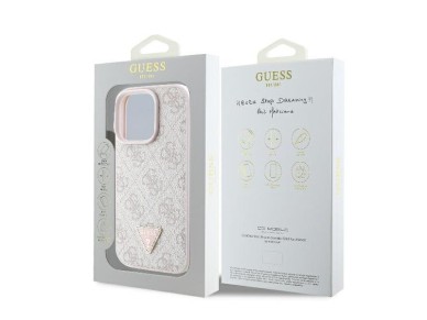 Guess Leather 4G Triangle Strass MagSafe Case for iPhone 16 Pro Max - Pink Guess Leather 4G Triangle Strass MagSafe Case for iPhone 16 Pro Max - Pink