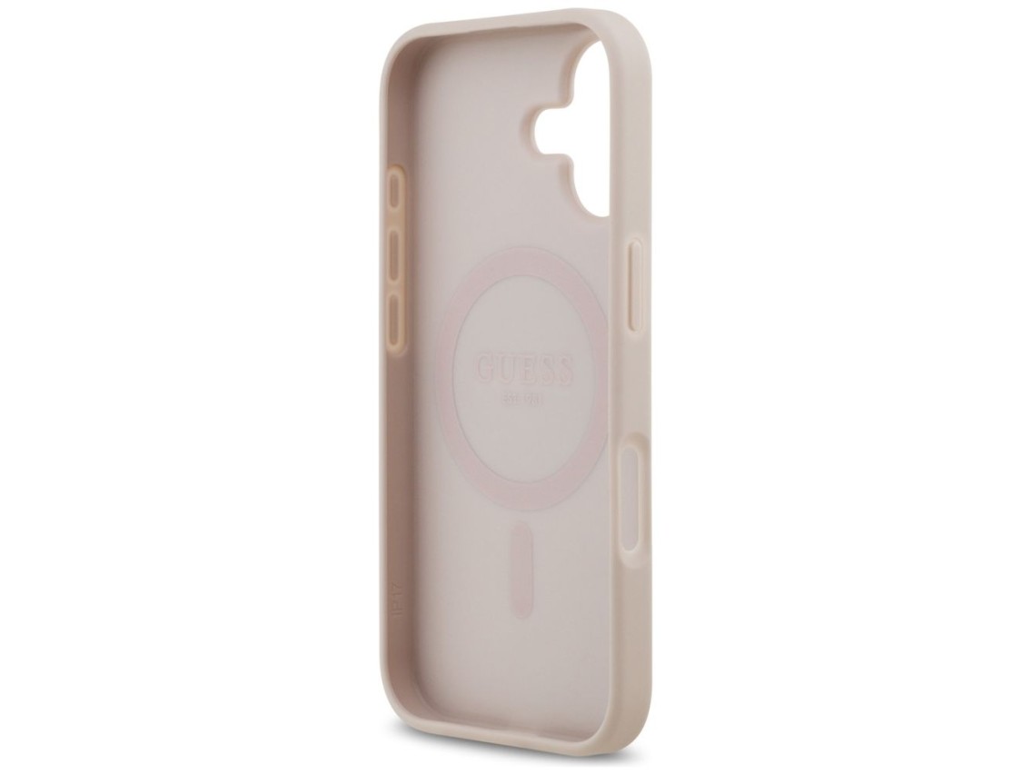 Capa MagSafe Guess 4G Circle Classic Logo para iPhone 17 - Rosa