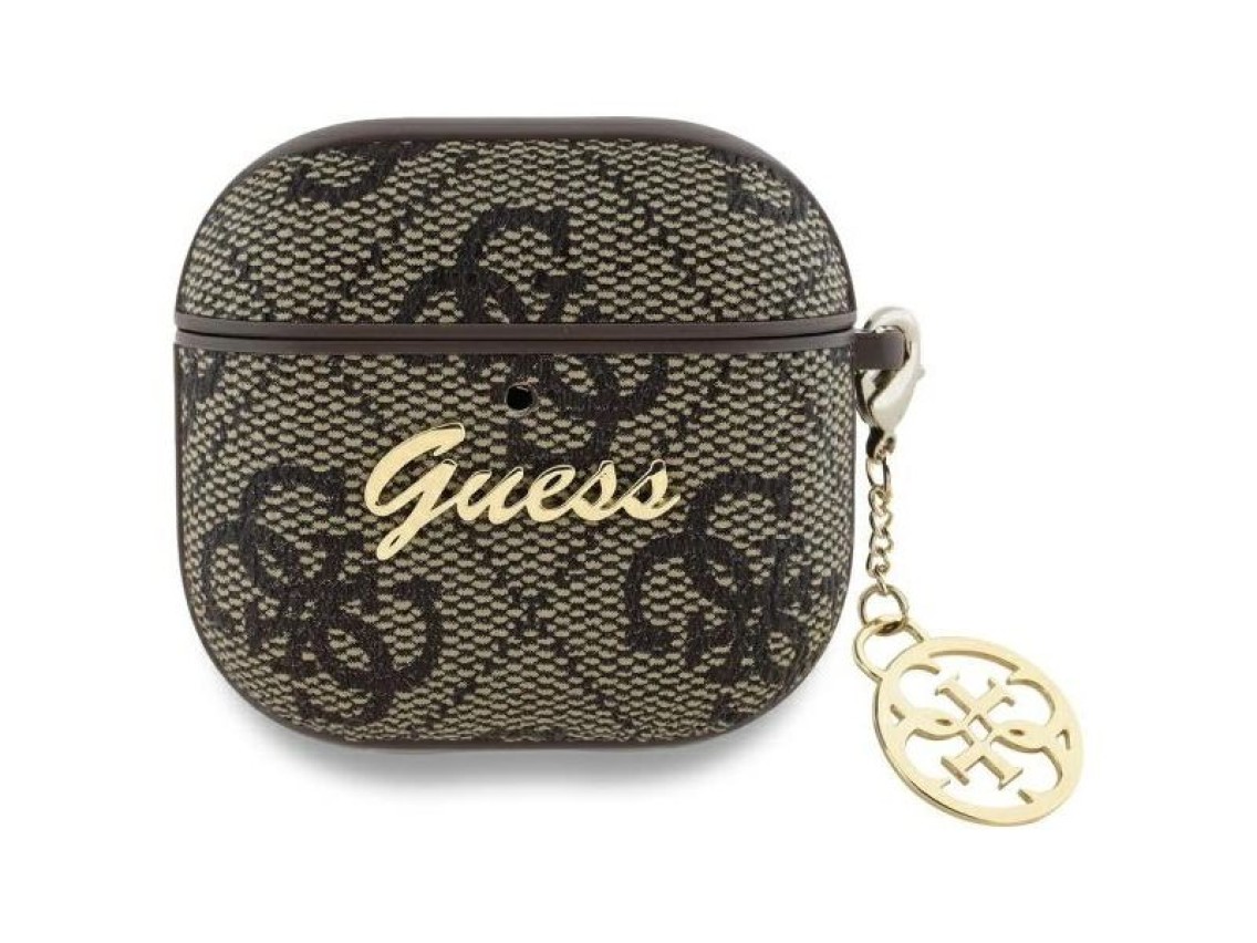 Capa Guess GUA4G4GSMW para AirPods 4, marrom, coleção Charm 4G
