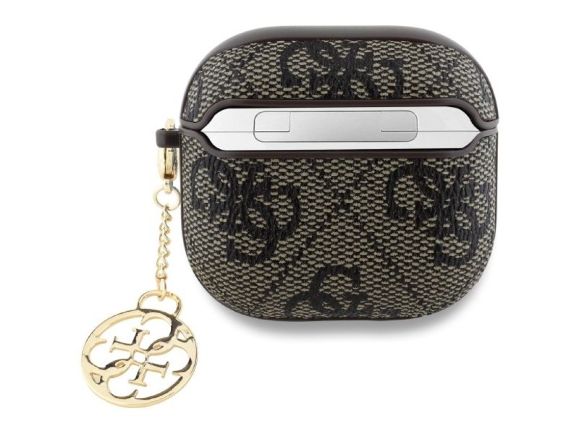 Capa Guess GUA4G4GSMW para AirPods 4, marrom, coleção Charm 4G