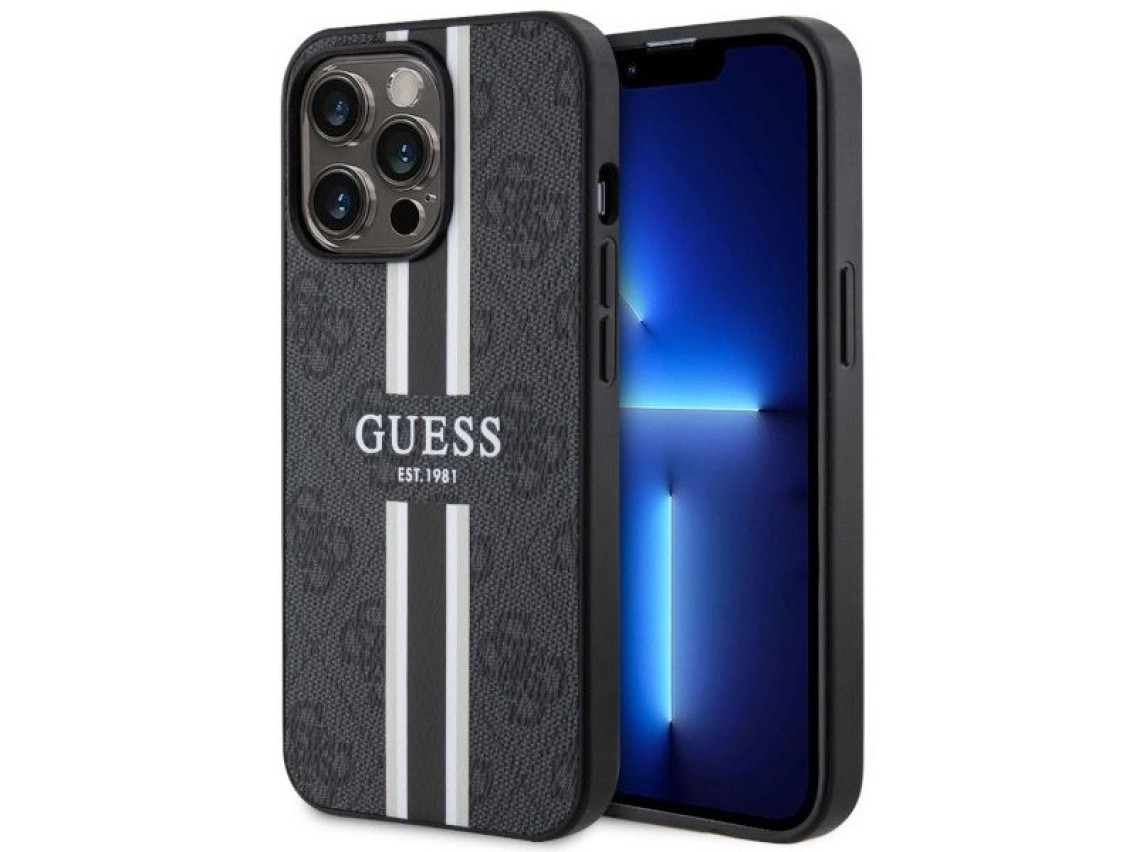 Funda rígida Guess GUHMP13XP4RPSK para iPhone 13 Pro Max de 6,7" en color negro/negro, compatible co
