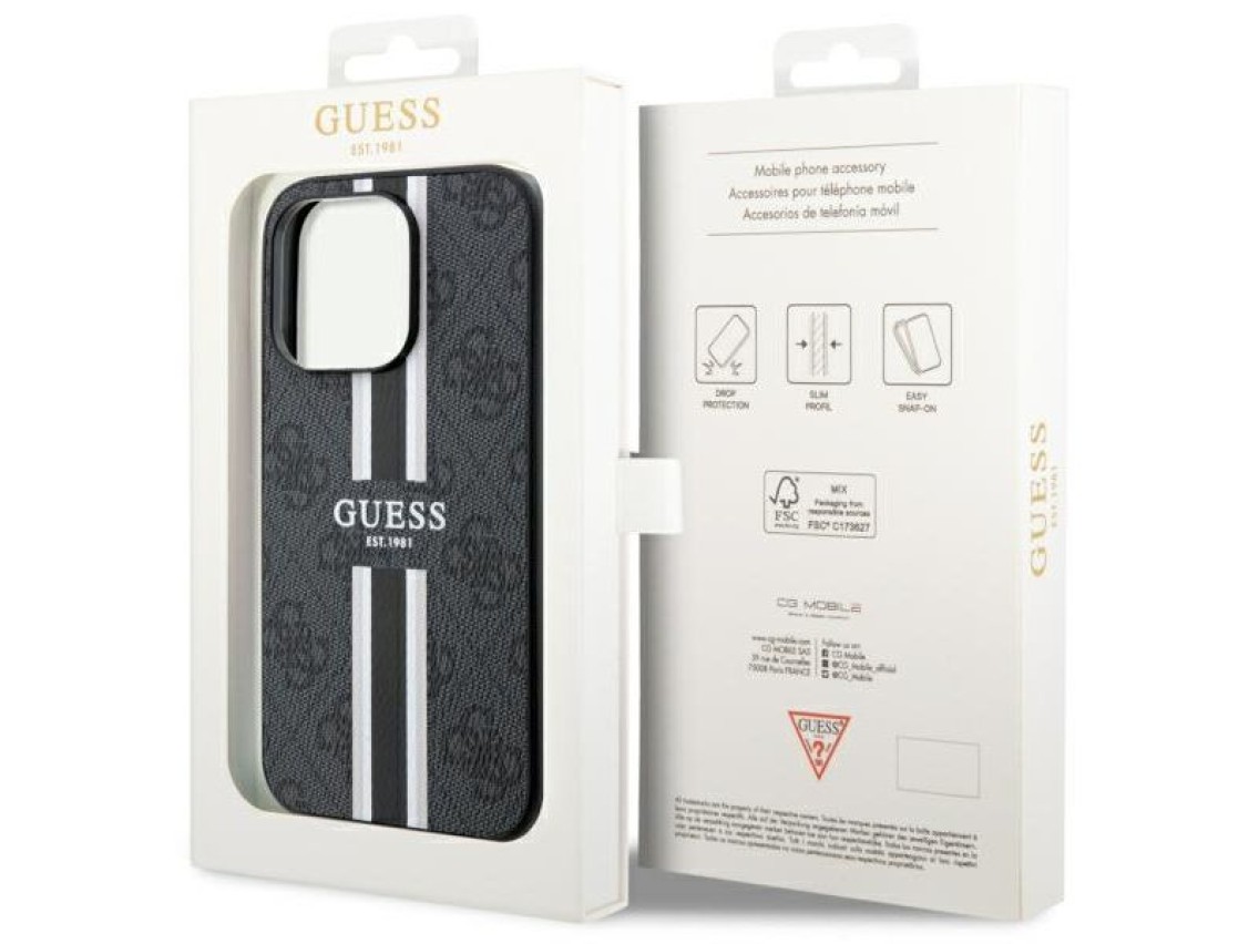 Guess GUHMP14LP4RPSK iPhone 14 Pro 6.1" black/black hardcase 4G Printed Stripes MagSafe