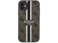 Capa rígida Guess GUHMN61P4RPSW para iPhone 11/Xr, marrom/marrom, com listras estampadas, compatível Capa rígida Guess GUHMN61P4RPSW para iPhone 11/Xr, marrom/marrom, com listras estampadas, compatível